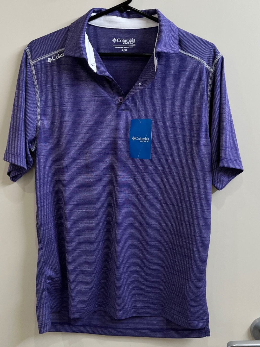 NWT Columbia Omni-Wick Golf Mens S/M Purple Polo Shirt